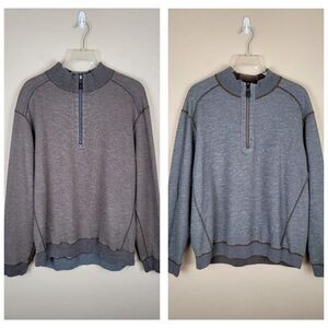 Tommy Bahama Size XXL Reversible Flipsider Half Zip Sweatshirt Brown Gray